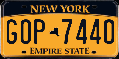 NY license plate GOP7440