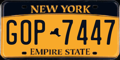 NY license plate GOP7447
