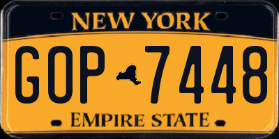 NY license plate GOP7448