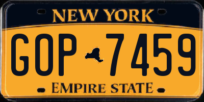 NY license plate GOP7459