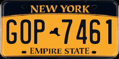 NY license plate GOP7461
