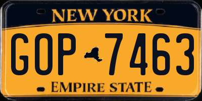 NY license plate GOP7463