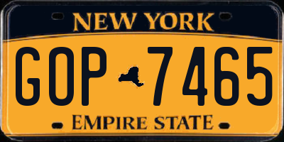 NY license plate GOP7465