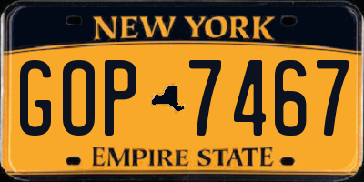 NY license plate GOP7467
