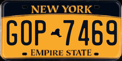 NY license plate GOP7469