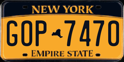 NY license plate GOP7470