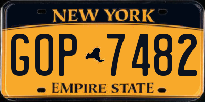 NY license plate GOP7482