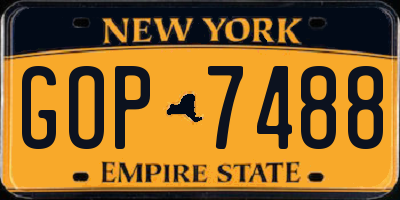 NY license plate GOP7488