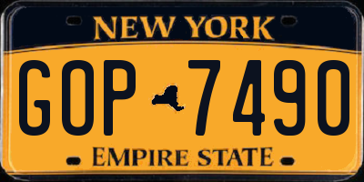 NY license plate GOP7490