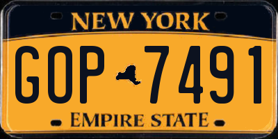 NY license plate GOP7491