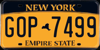 NY license plate GOP7499