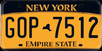 NY license plate GOP7512
