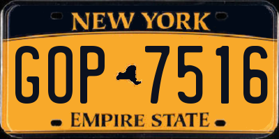 NY license plate GOP7516