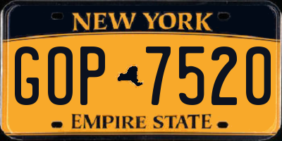 NY license plate GOP7520