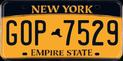 NY license plate GOP7529