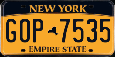 NY license plate GOP7535