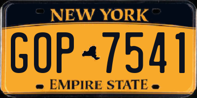 NY license plate GOP7541