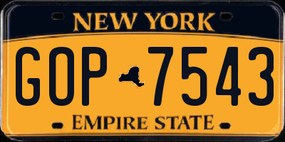 NY license plate GOP7543