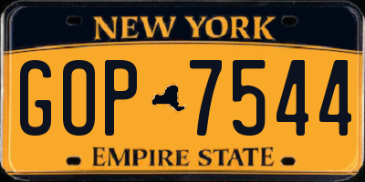 NY license plate GOP7544