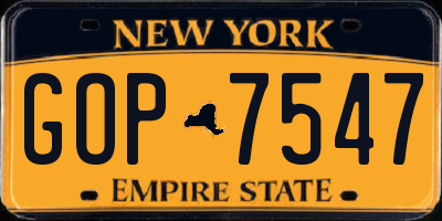 NY license plate GOP7547