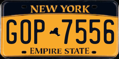 NY license plate GOP7556
