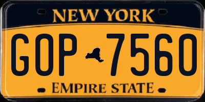 NY license plate GOP7560