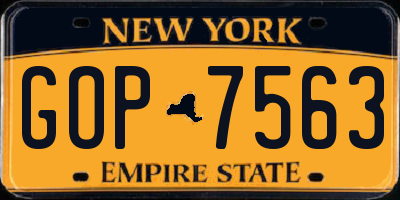 NY license plate GOP7563