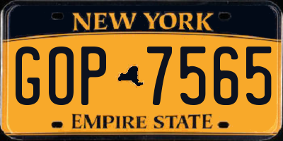 NY license plate GOP7565