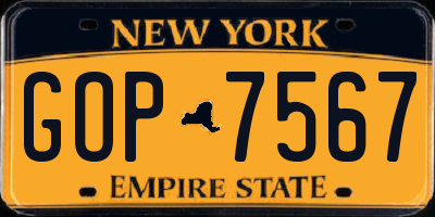 NY license plate GOP7567
