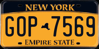 NY license plate GOP7569