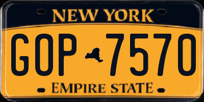 NY license plate GOP7570