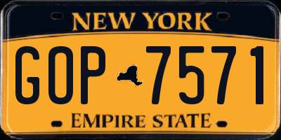 NY license plate GOP7571
