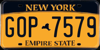 NY license plate GOP7579