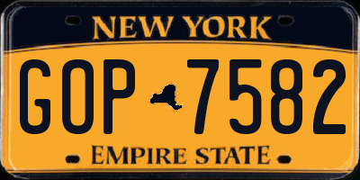 NY license plate GOP7582