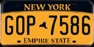 NY license plate GOP7586