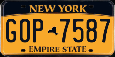 NY license plate GOP7587