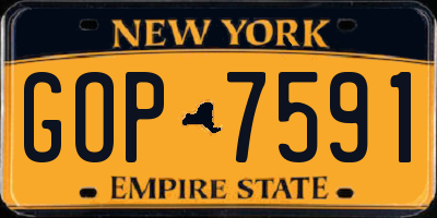 NY license plate GOP7591