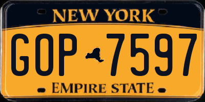 NY license plate GOP7597