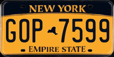 NY license plate GOP7599