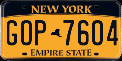 NY license plate GOP7604