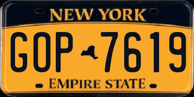 NY license plate GOP7619
