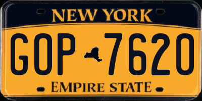 NY license plate GOP7620