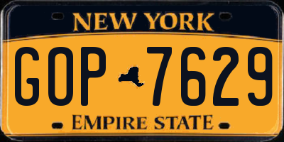 NY license plate GOP7629