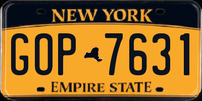 NY license plate GOP7631