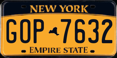 NY license plate GOP7632