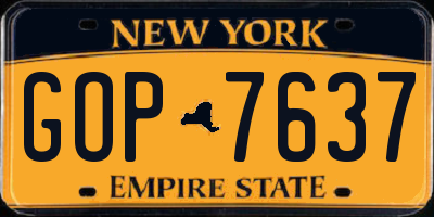 NY license plate GOP7637
