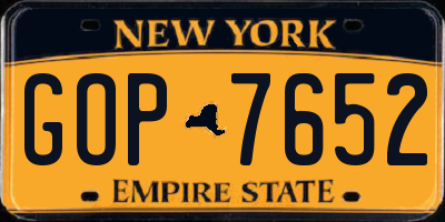 NY license plate GOP7652