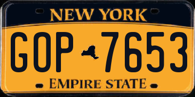 NY license plate GOP7653