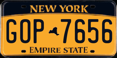 NY license plate GOP7656