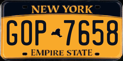 NY license plate GOP7658